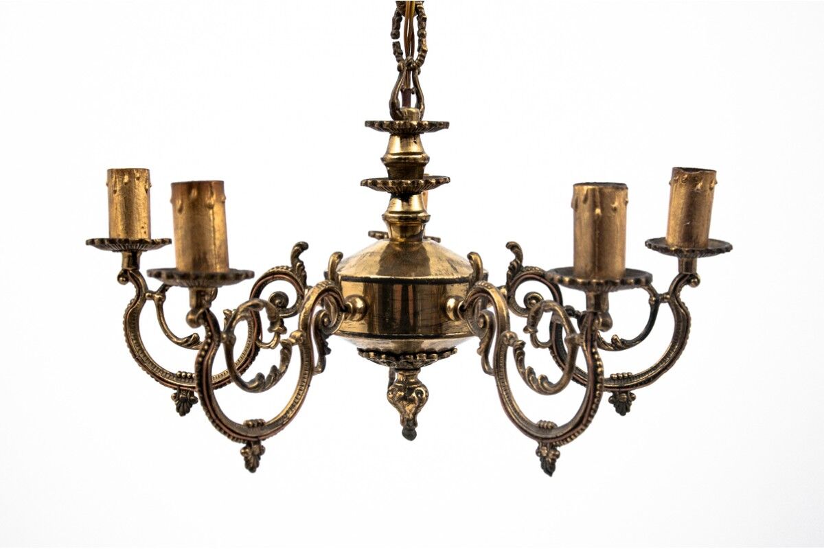 Brass chandelier, Poland, 1950s
