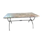 Table cast iron enamelled gold, top marble