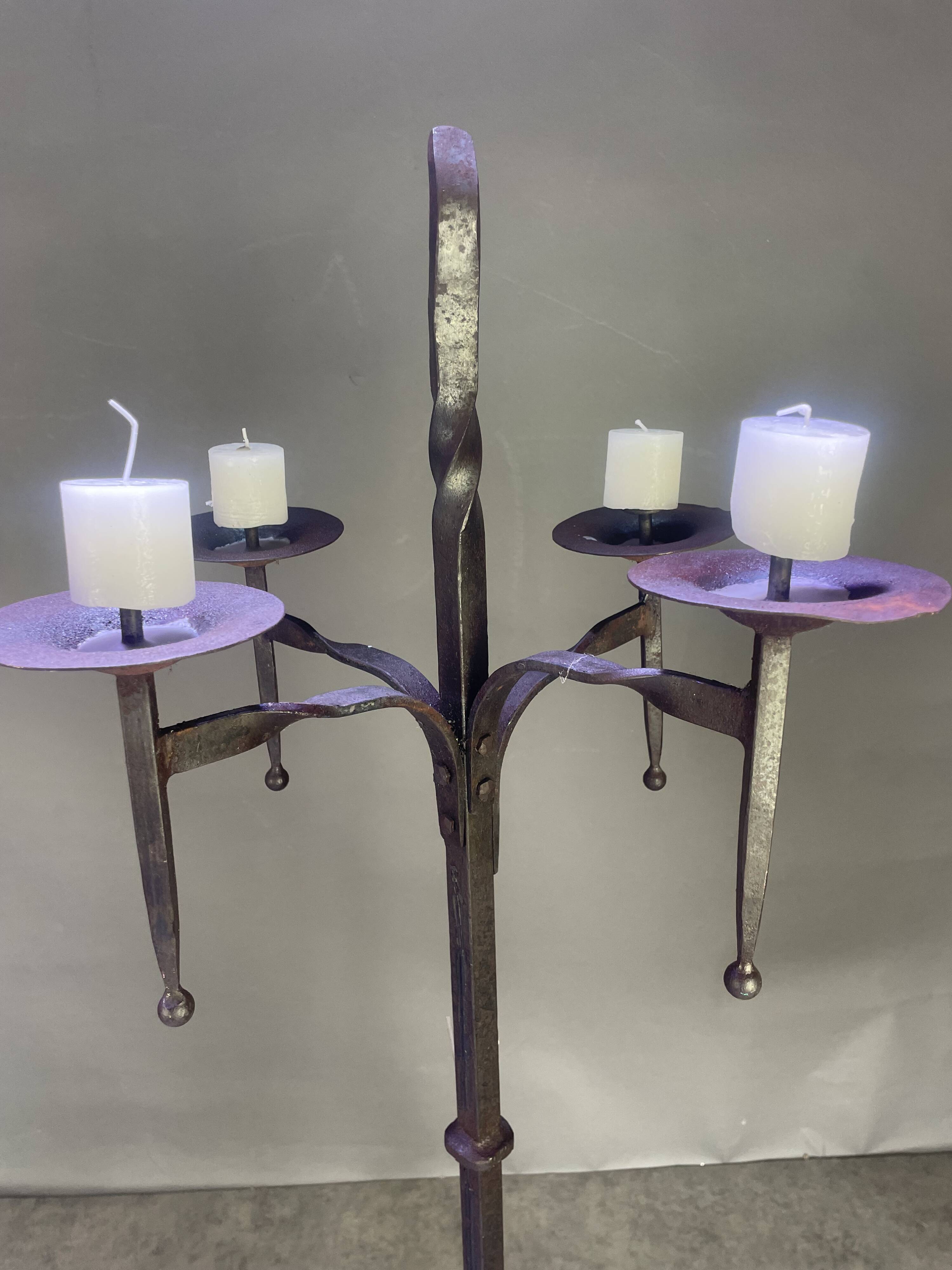 Pair of wrought iron candelabras