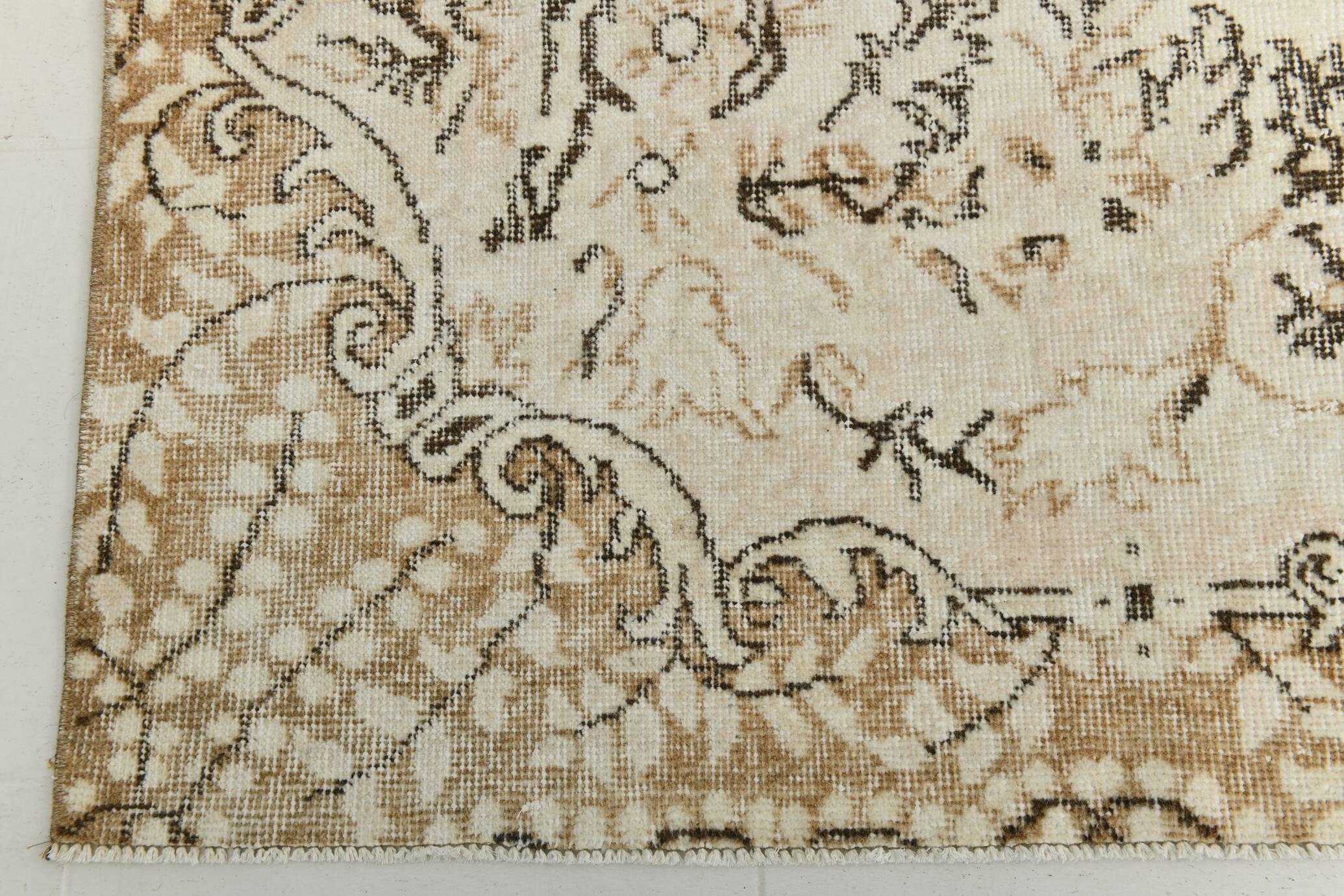 All-Over Floral Pattern Beige Brown Turkish Rug, 166x285Cm