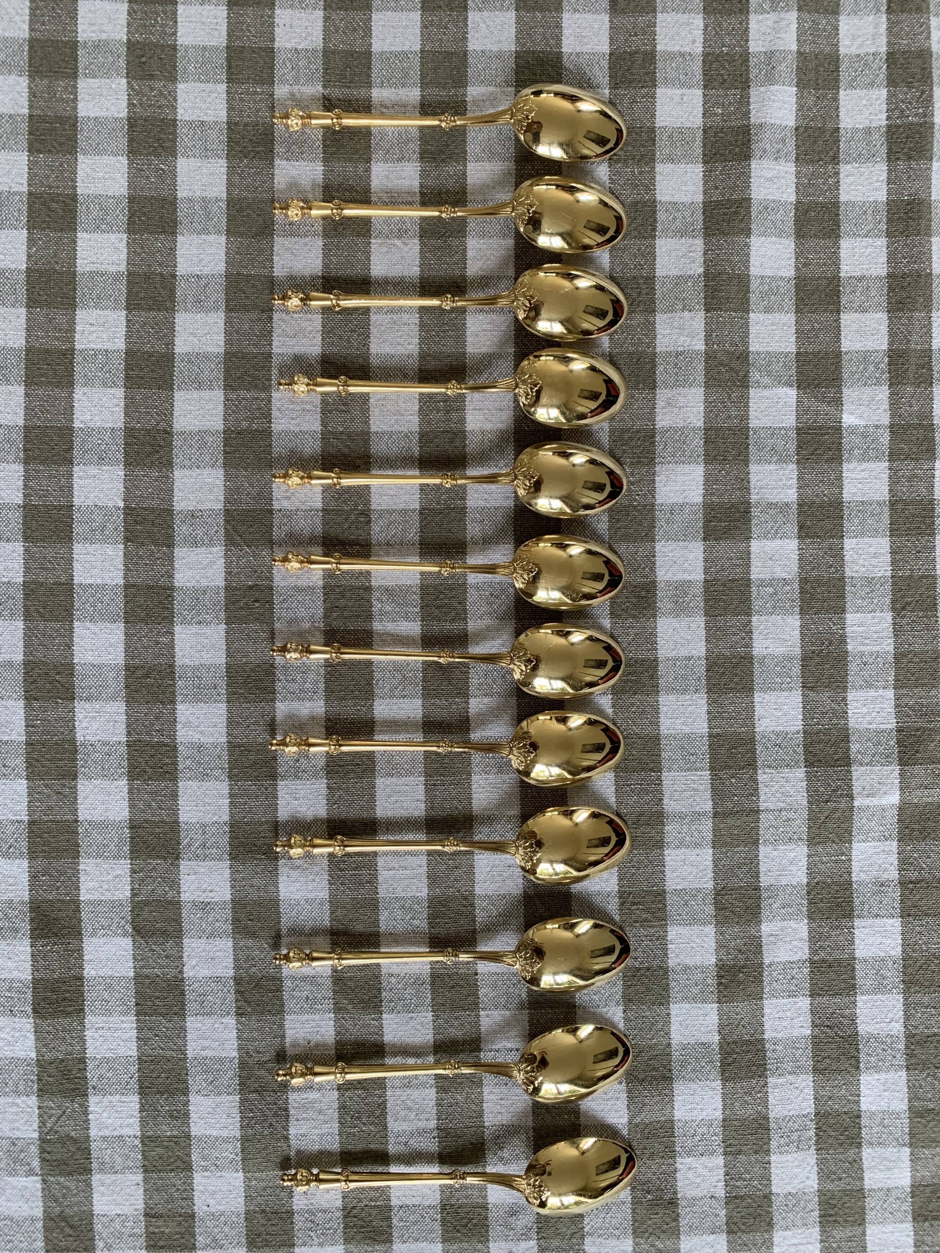 12 silver vermeil neck brace mocha spoons