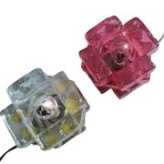 Brutalist solid bubble glass clear and red table lamps 1960s, set of 2