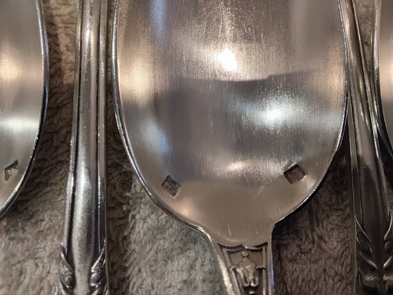 11 silver-plated dessert spoons, OD style, Louis XVI style