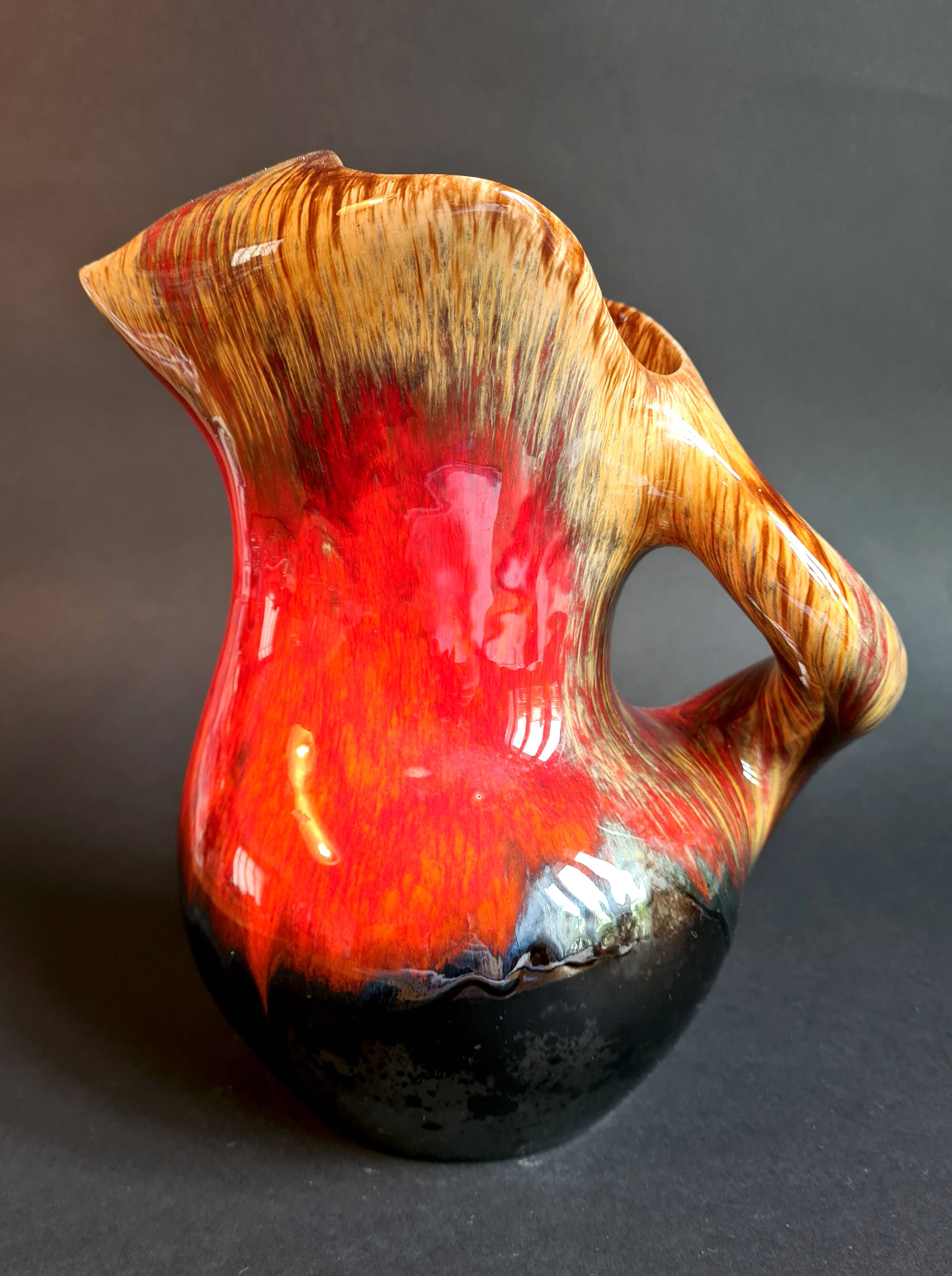 Pitcher in enamelled art ceramic from Vallauris, 1960s