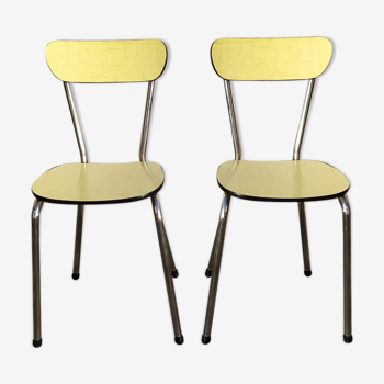 Pair of vintage chairs in yellow Formica - 60s