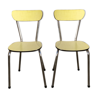 Pair of vintage chairs in yellow Formica - 60s