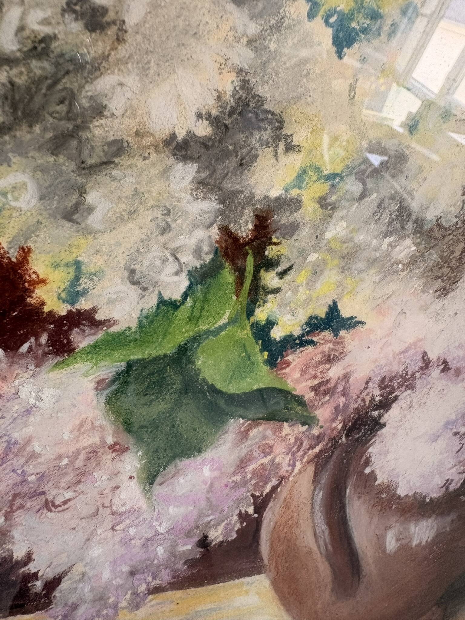 Tableau Drawing Pastel Still Life Lilac Bouquet Flowers Signed Lebailly Enc