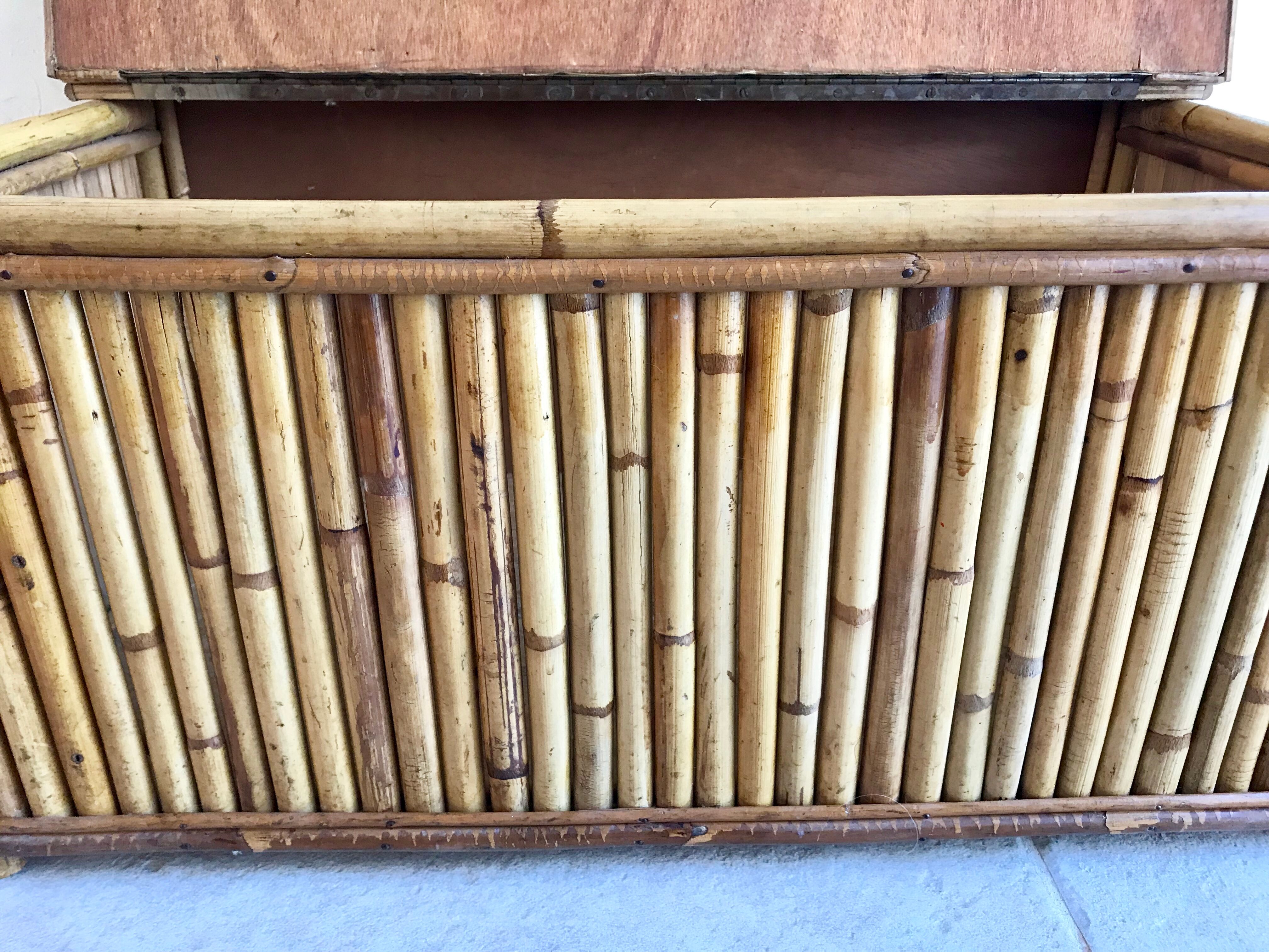Vintage rattan and bamboo toy chest