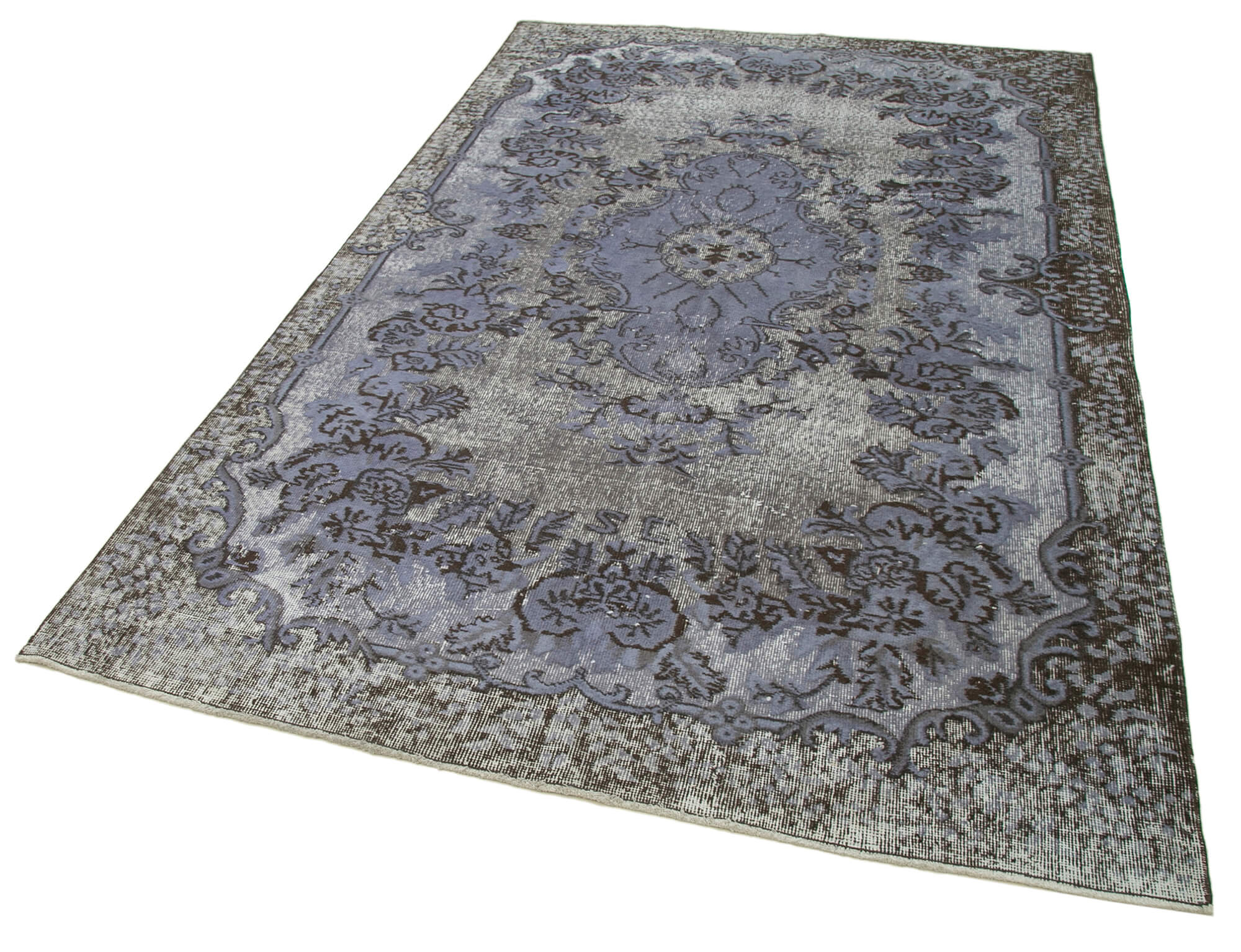 Hand-Knotted Bohemian Turkish 1970s 168 cm x 274 cm Grey Carpet