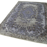 Hand-Knotted Bohemian Turkish 1970s 168 cm x 274 cm Grey Carpet