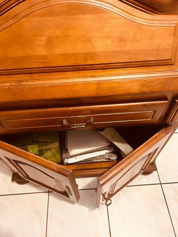 Solid wood secretary desk