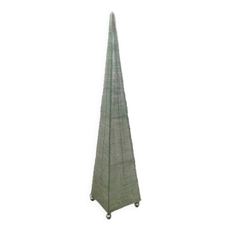 Lampadaire pyramide postmoderne avec perles de verre vertes, Italie 1980