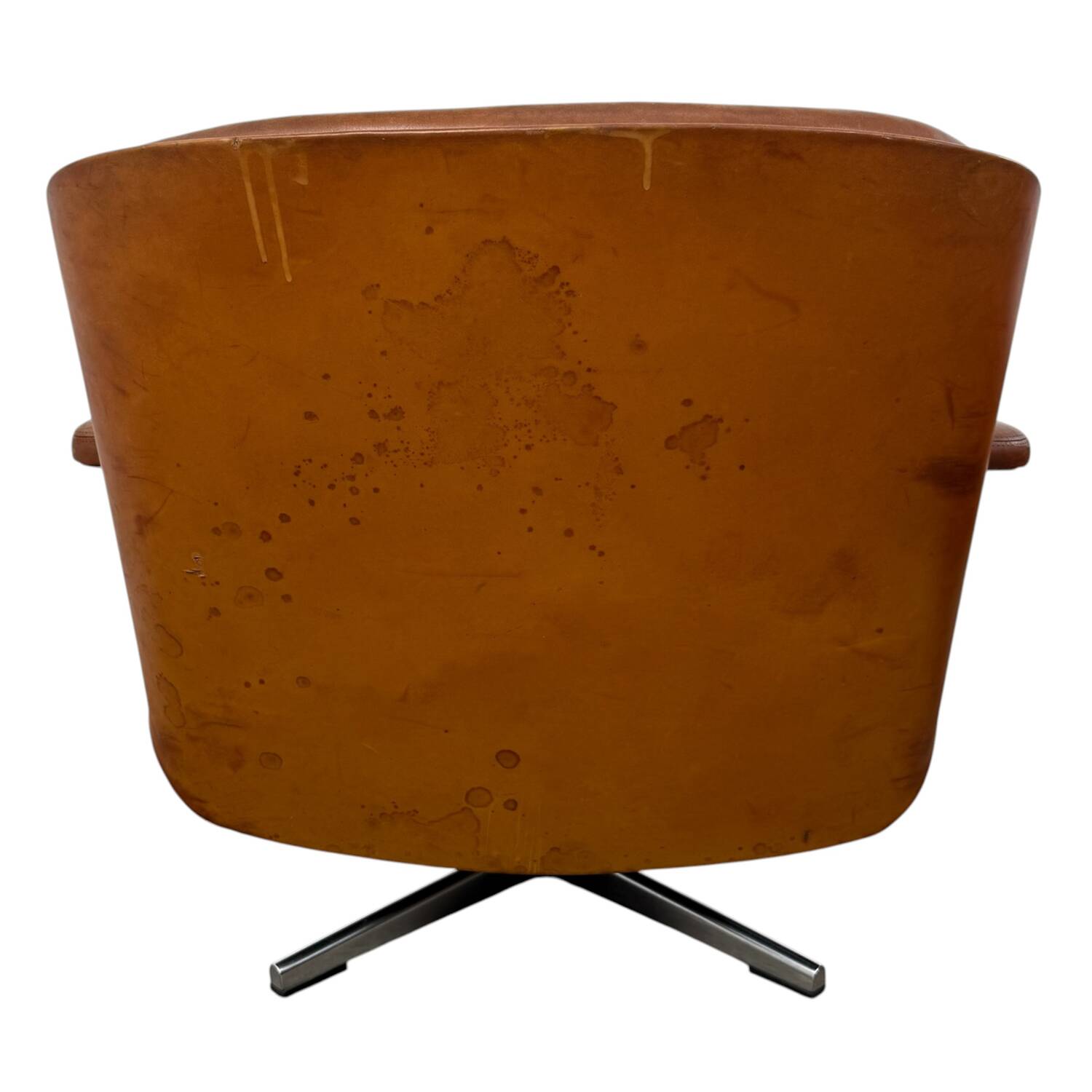 Paire de fauteuils pivotants vintage en cuir cognac par Eugen Schmidt