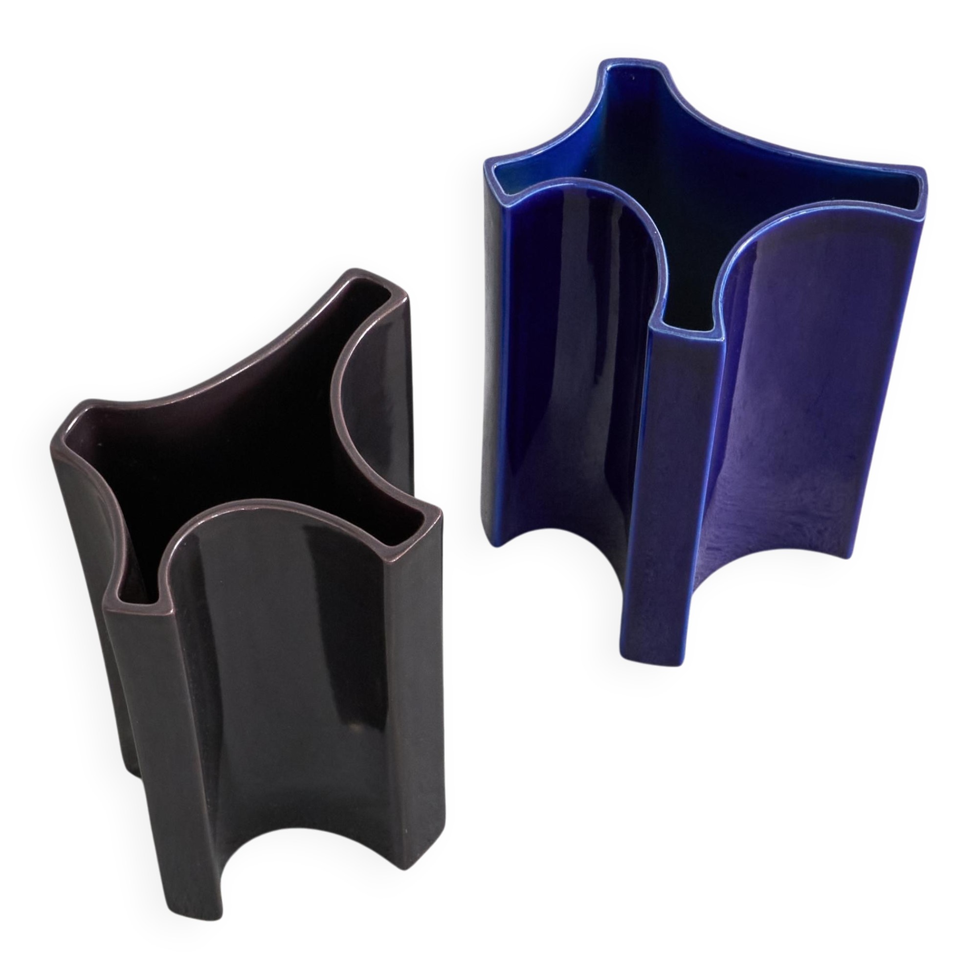 Angelo Mangiarotti, pair of mid-century vases for Fratelli Brambilla, 1960s