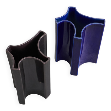 Angelo Mangiarotti, pair of mid-century vases for Fratelli Brambilla, 1960s