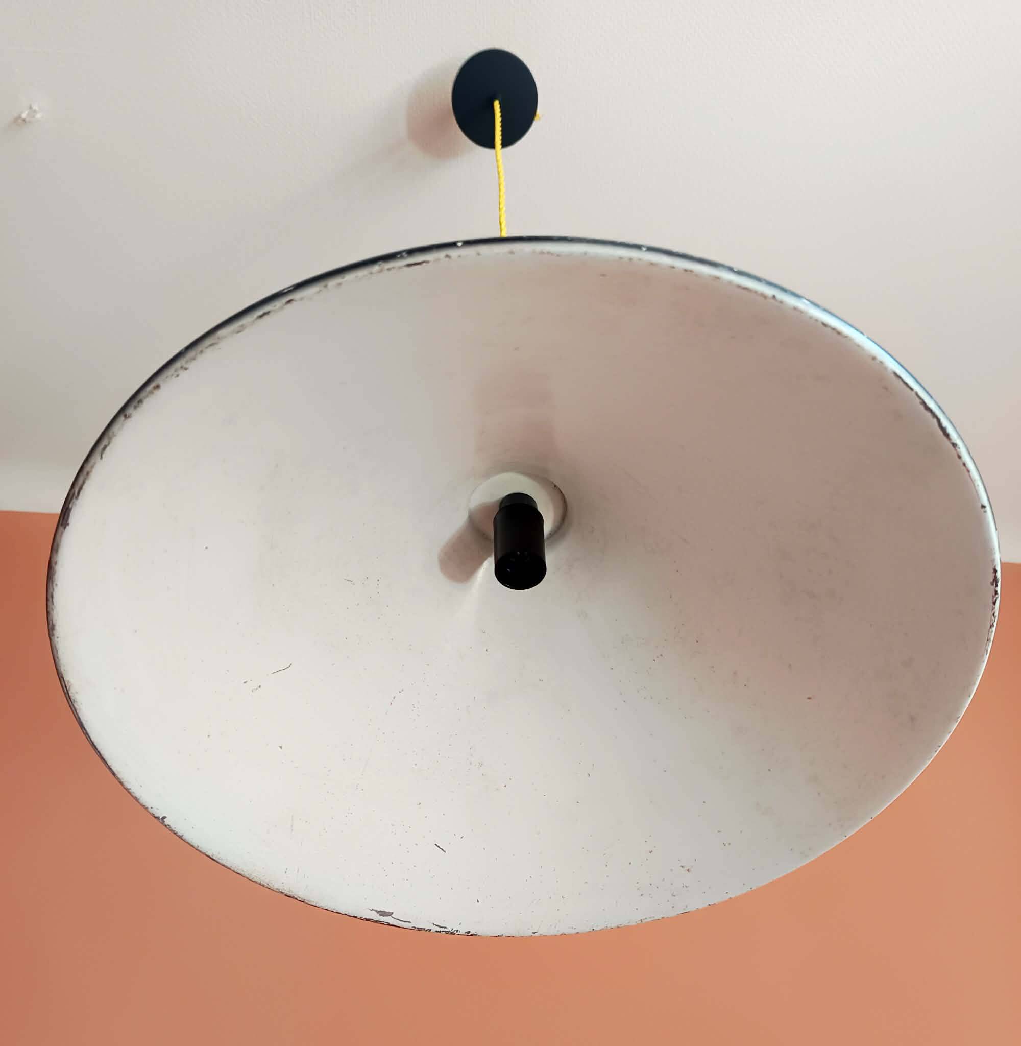 Large vintage industrial sheet metal pendant light 39 cm