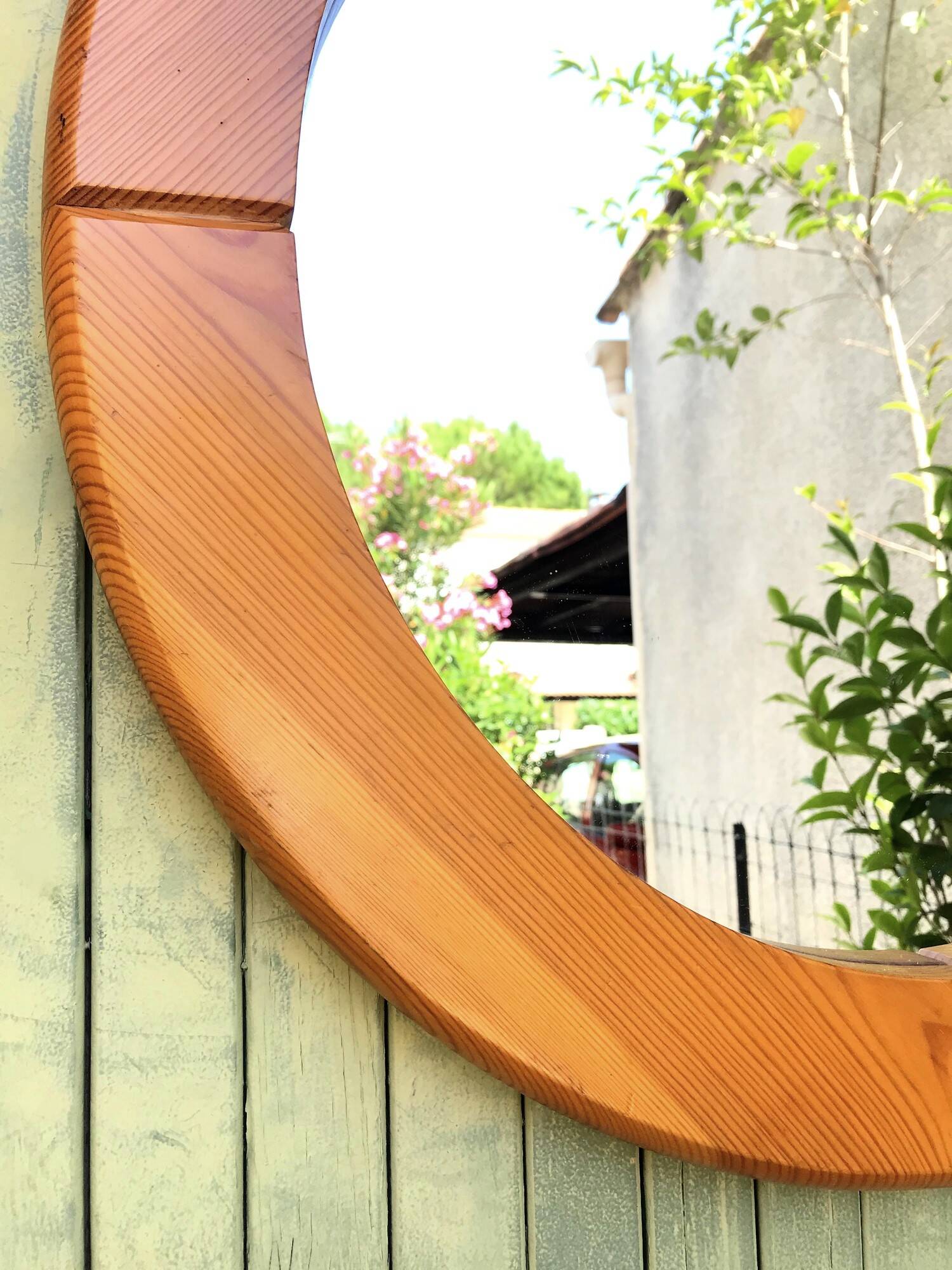 Vintage Scandinavian pine mirror by Glasmaster Markaryd 1970s