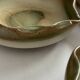 Set of 3 vintage ceramic leaf-shaped dishes, catchalls.
