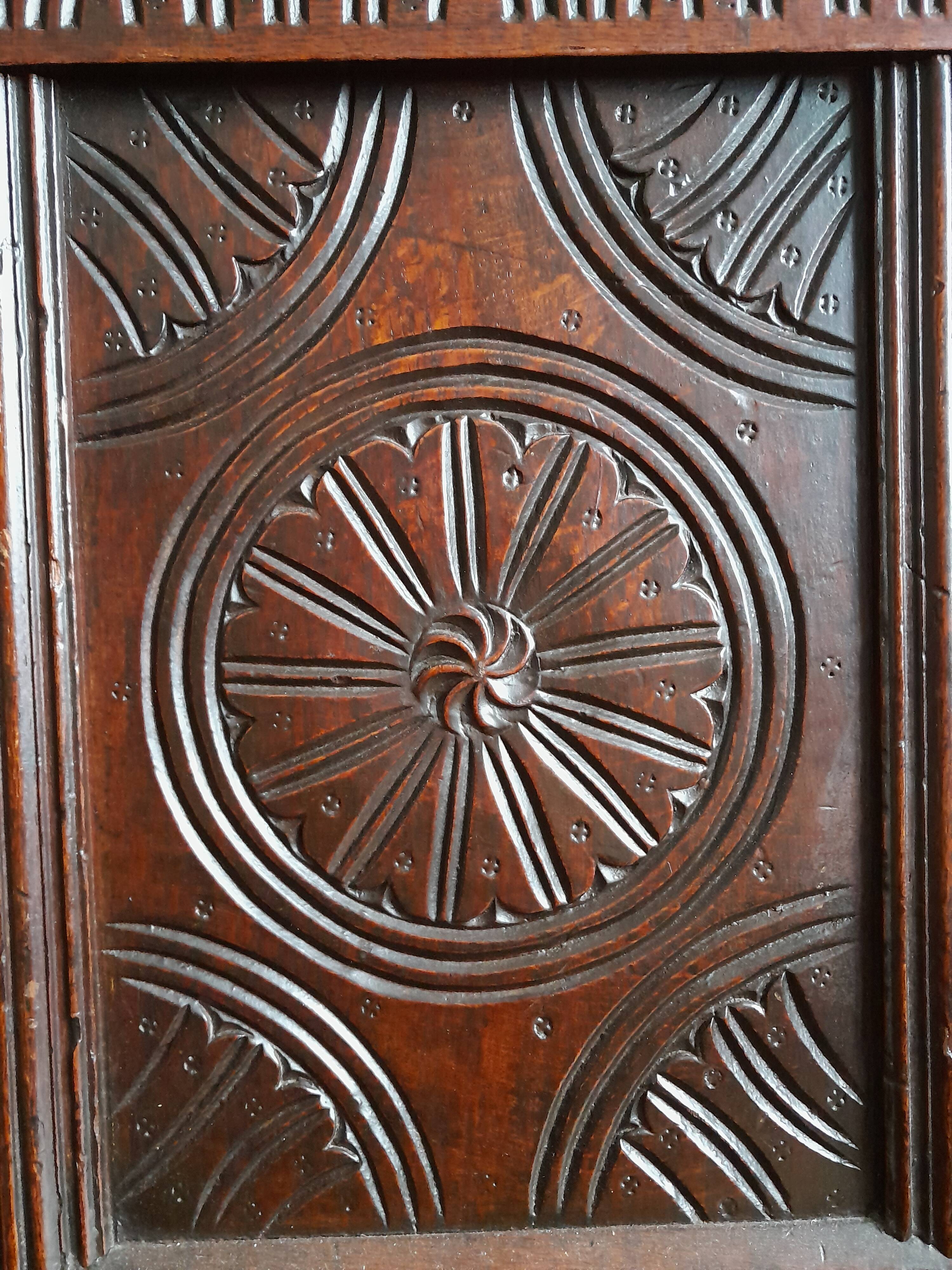 19th-century oak castle chest