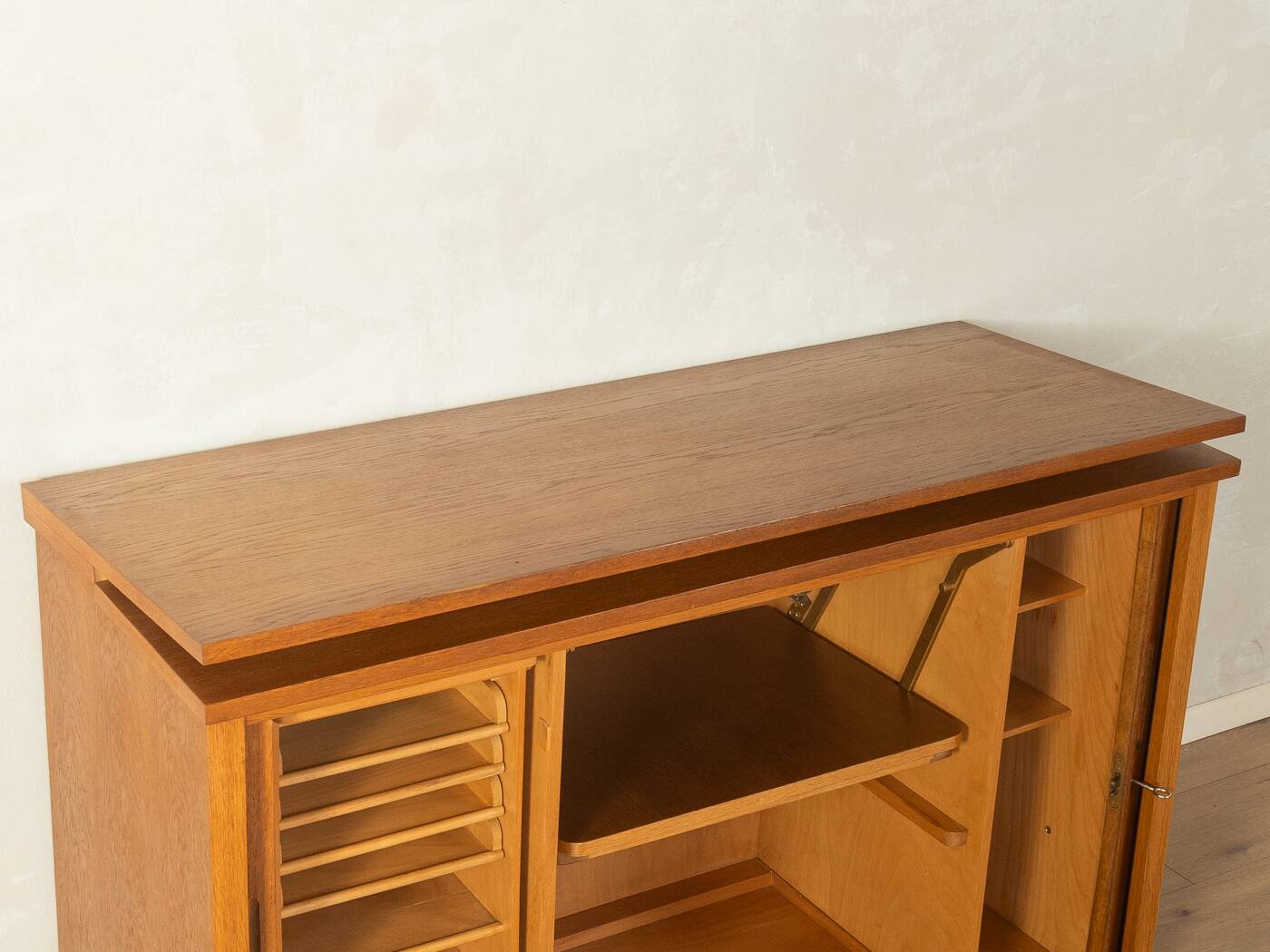 Very rare functional mid-century desk, 1960s, solid wood, Germany