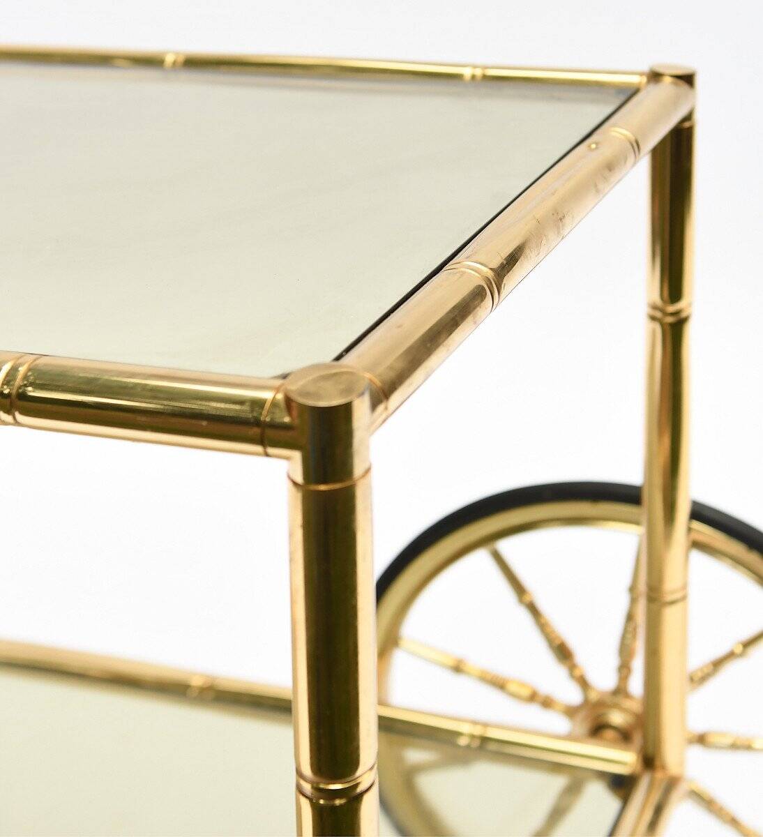 Vintage bamboo style trolley on wheels