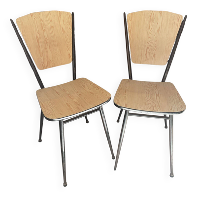 Paire de chaises en Formica effet bois
