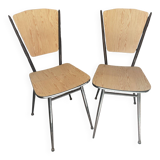 Paire de chaises en Formica effet bois