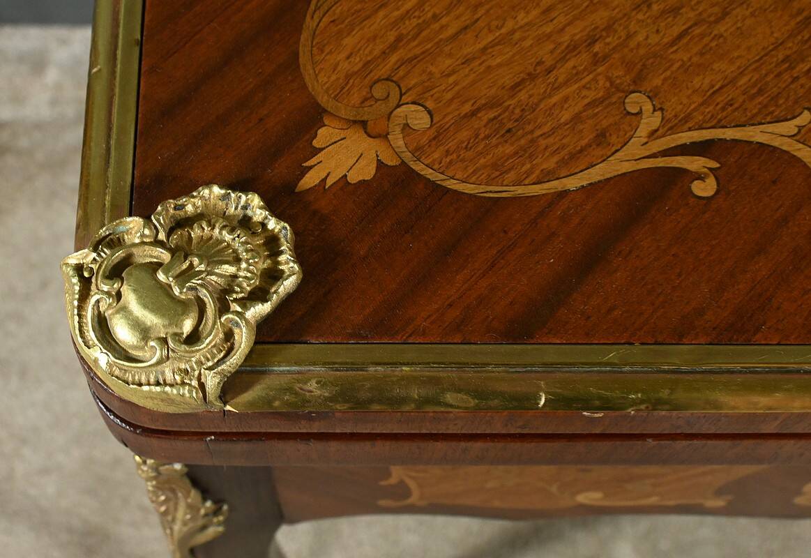 Mahogany Games Table, Louis XV/Louis XVI Transition Style – Late 19th Century
