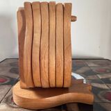 Vintage teak coaster set
