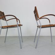 Set of 2 leather Mis B2 RVS armchairs by Tito Agnoli  for Pierantonio Bonacina