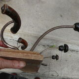 Wall coat rack wood and metal 3 double hooks