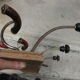 Wall coat rack wood and metal 3 double hooks