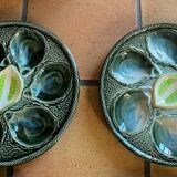 Set of 2 Saint Clément oyster plates in slip