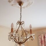 4-burner chandelier with crystal tassels