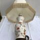 Former Moustiers ceramic lamp - wood base - abat-day vintage beige fabric
