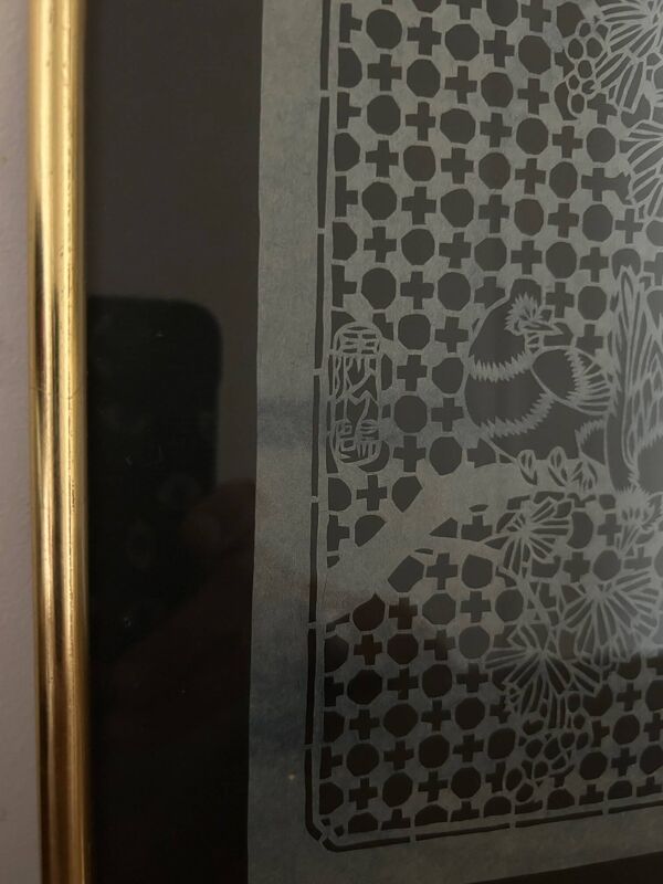 3 tableaux oiseaux en papier découpé chinois vintage