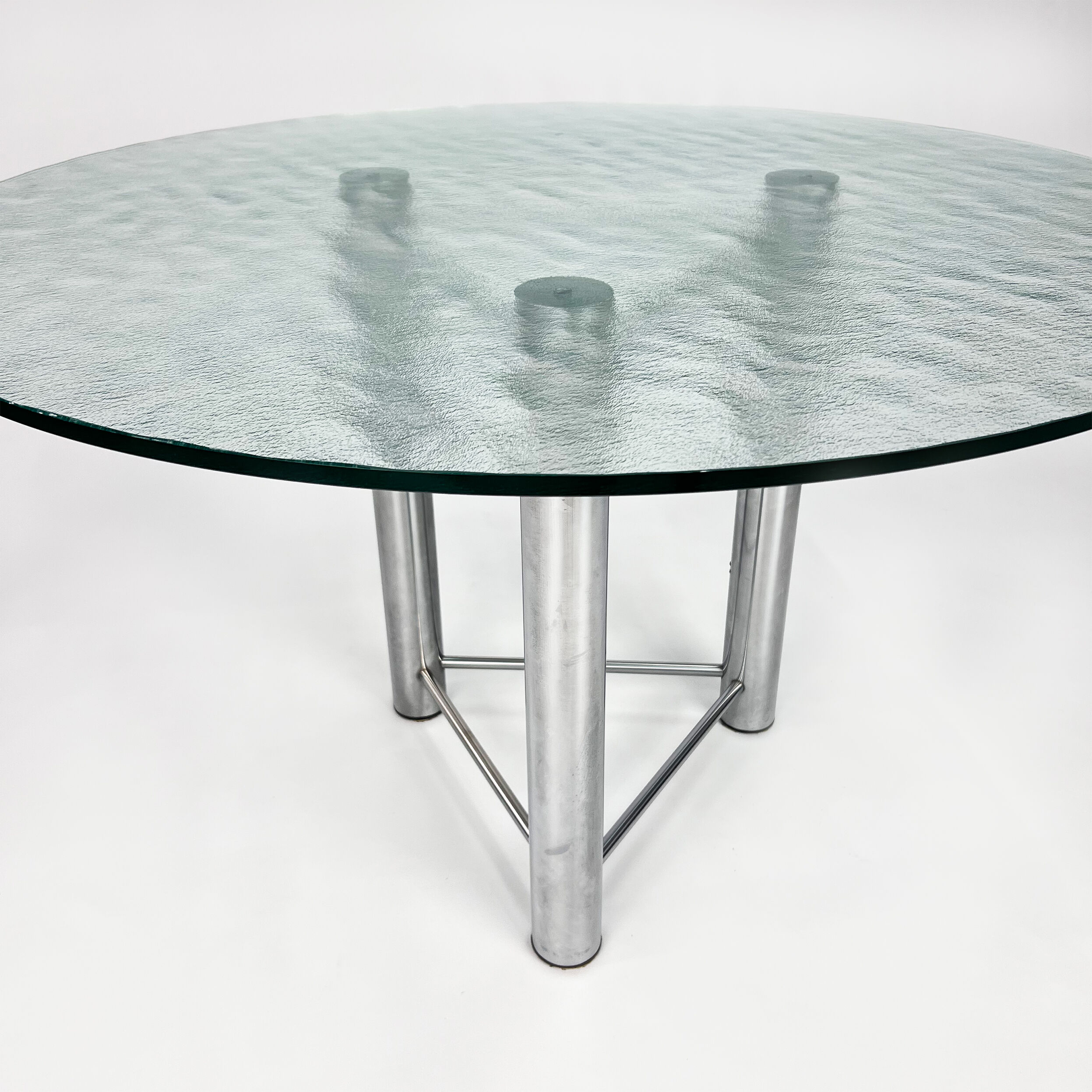Postmodern Italian Steel and Glass Dining Table, 1980s