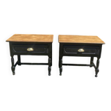 2 tables de chevet bois et noir