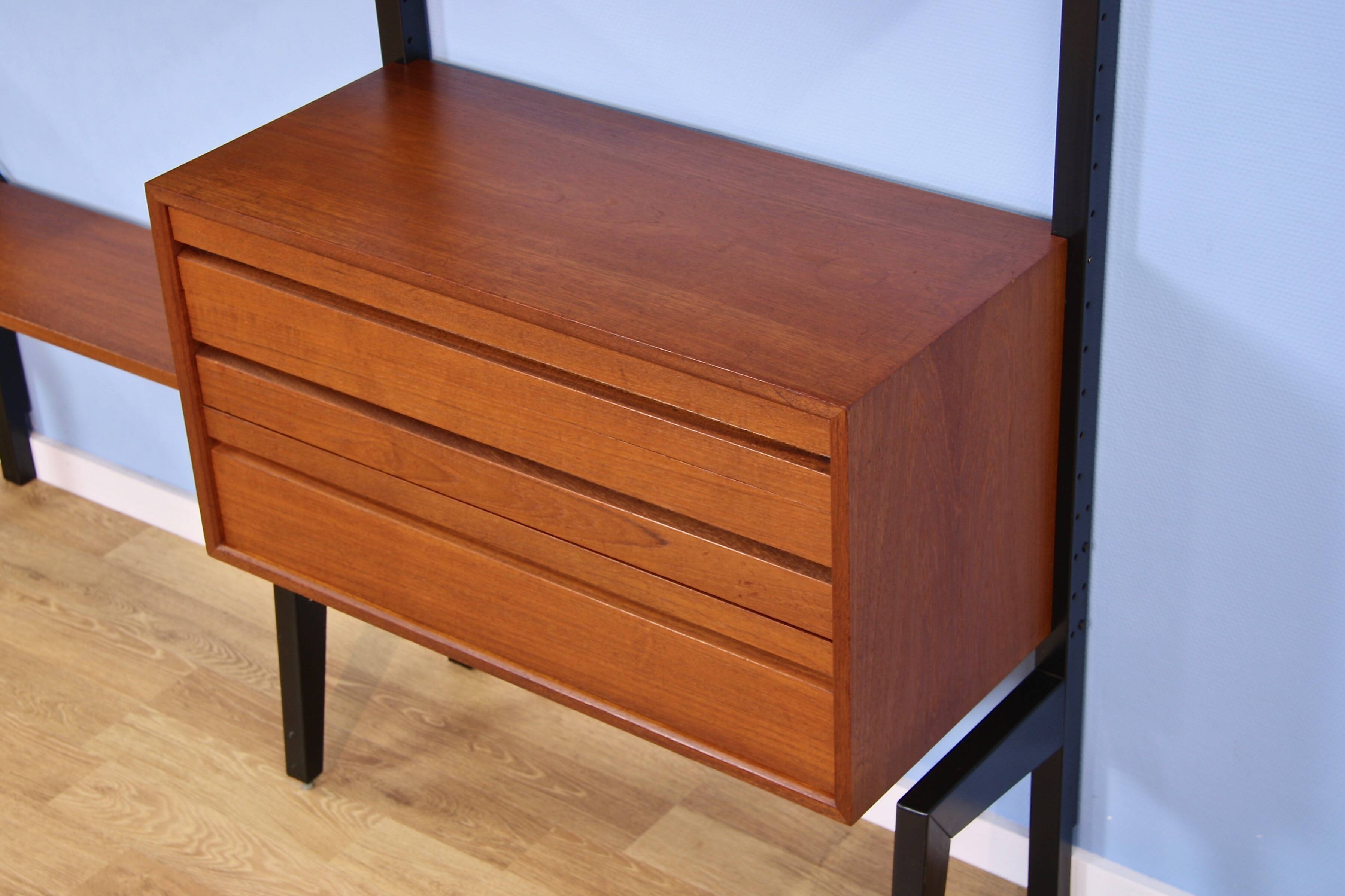 Teak wall unit by Poul Cadovius for Royal System Denmark, 1960s