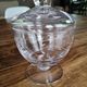 Vintage jewelry box in glass chiseled with leafy foliage on peder with lid
