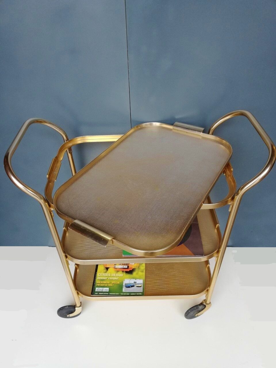 60s English rolling serving trolley