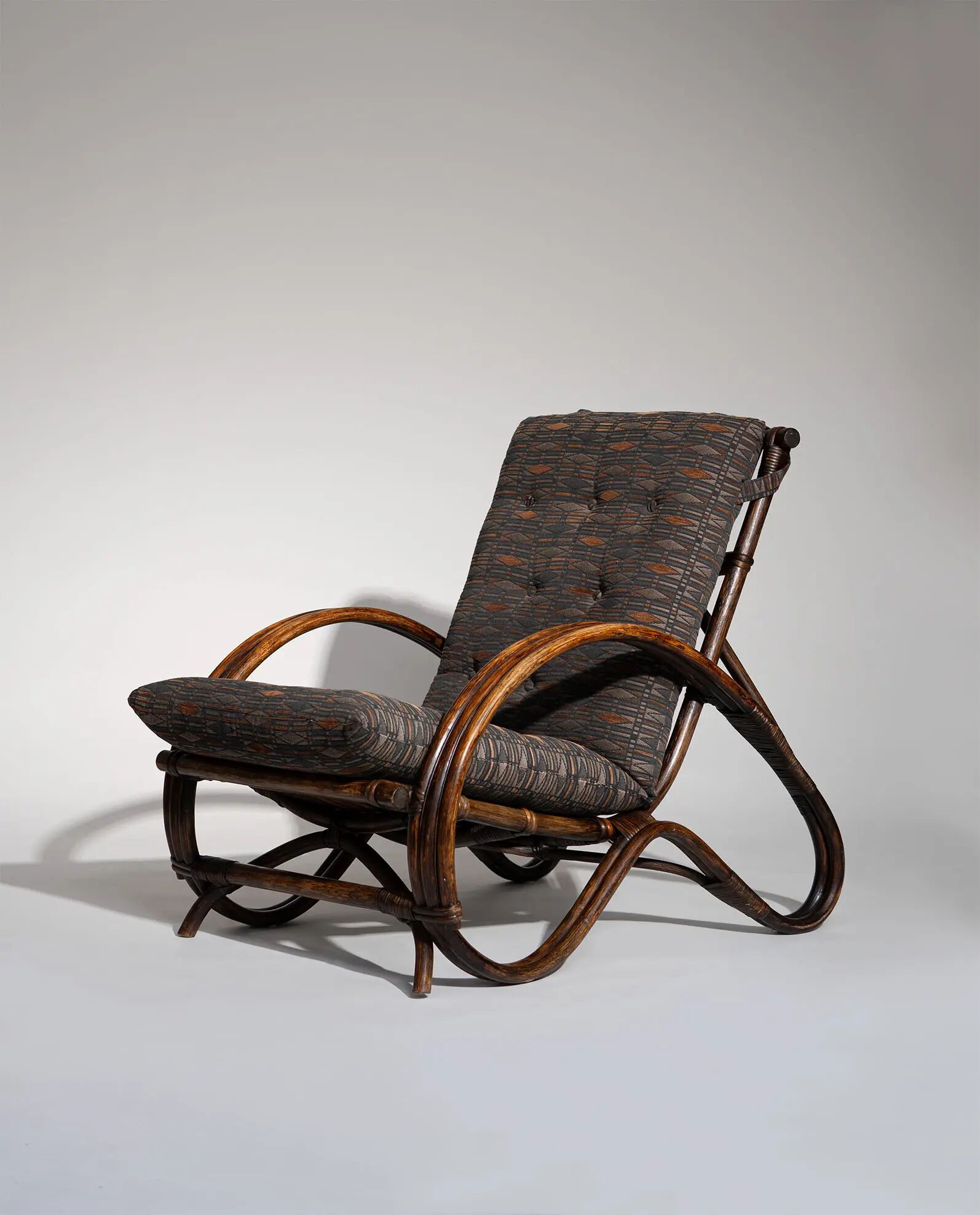 Pair of Sculptural Dutch Rattan Lounge Armchairs, Mid-Century Modern, 1960s