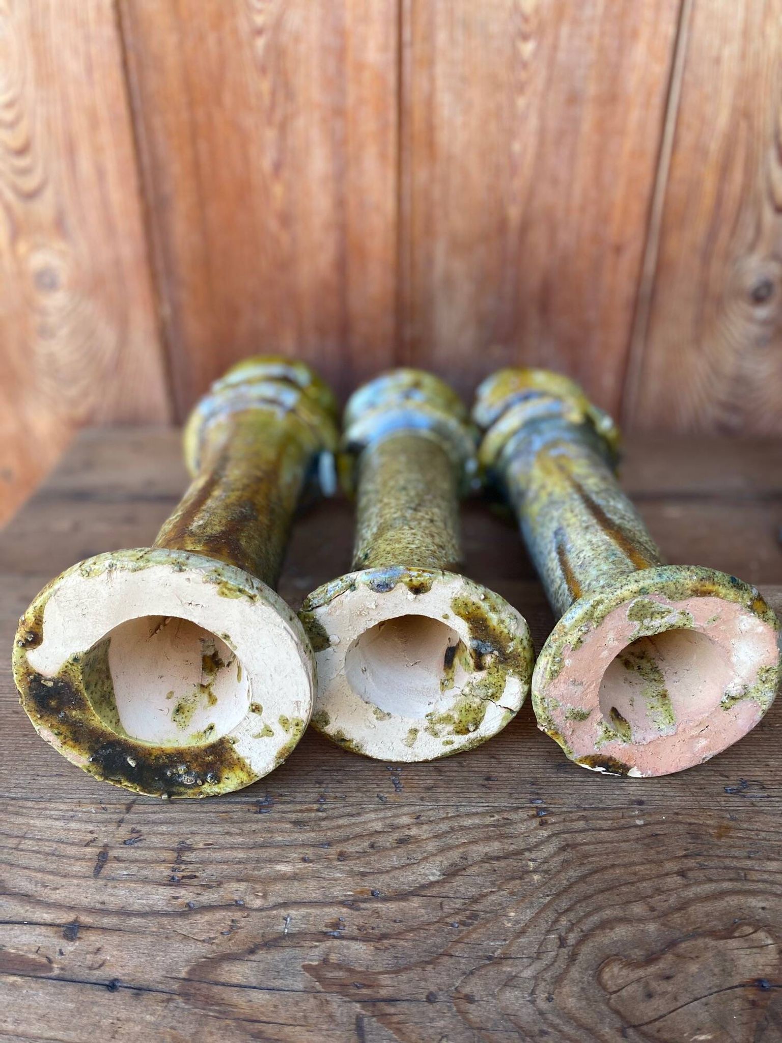 3 Bougeoirs de Tamegroute en céramique émaillé.