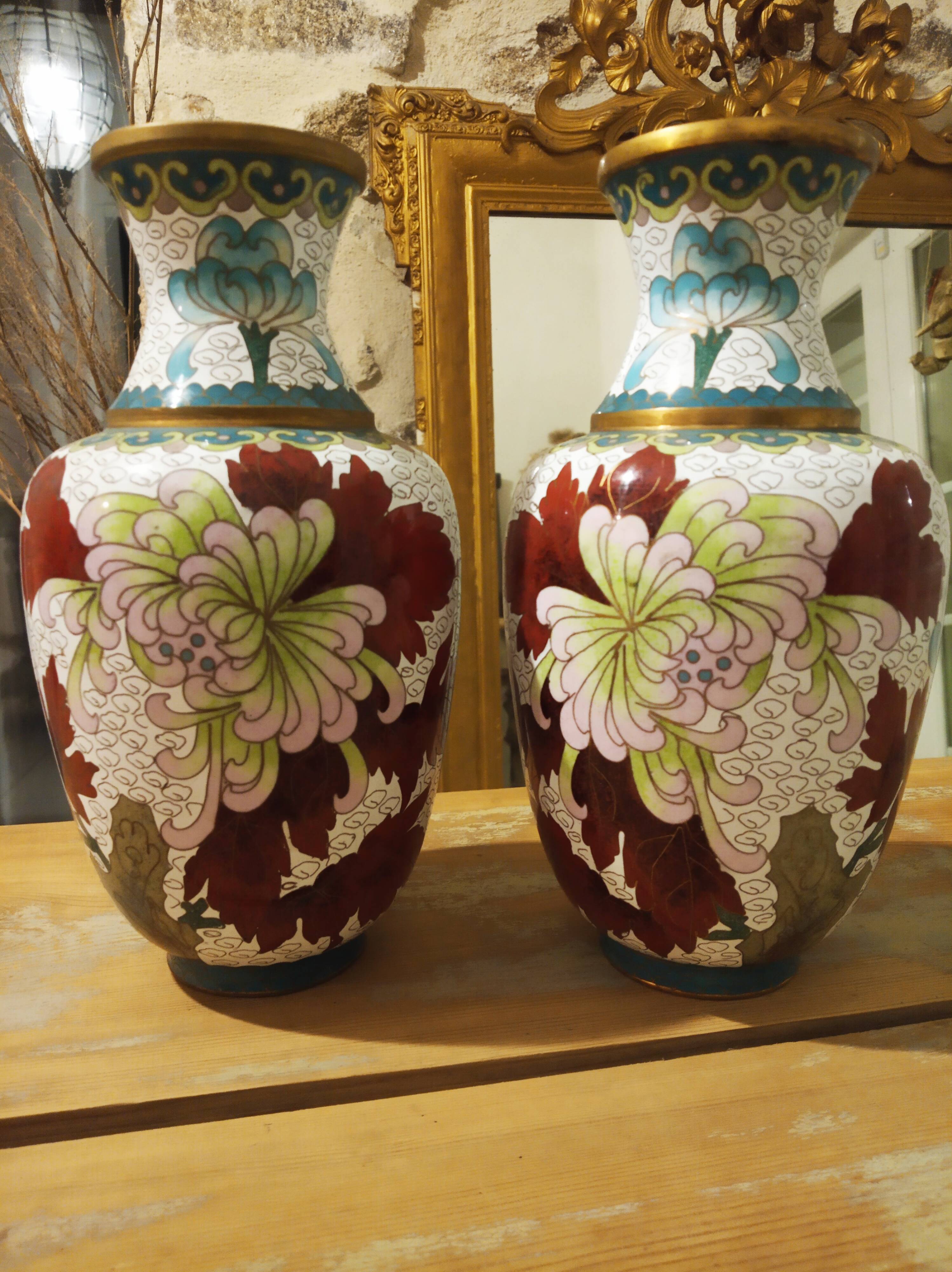 Pair of cloisonné vases