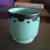 Celadon and black enamelled pot cover - 1960s