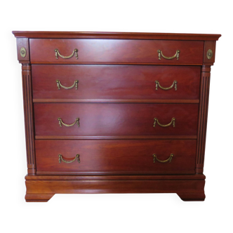 4-drawer chest of drawers – Cherry stain – Imitation Empire style – 80s