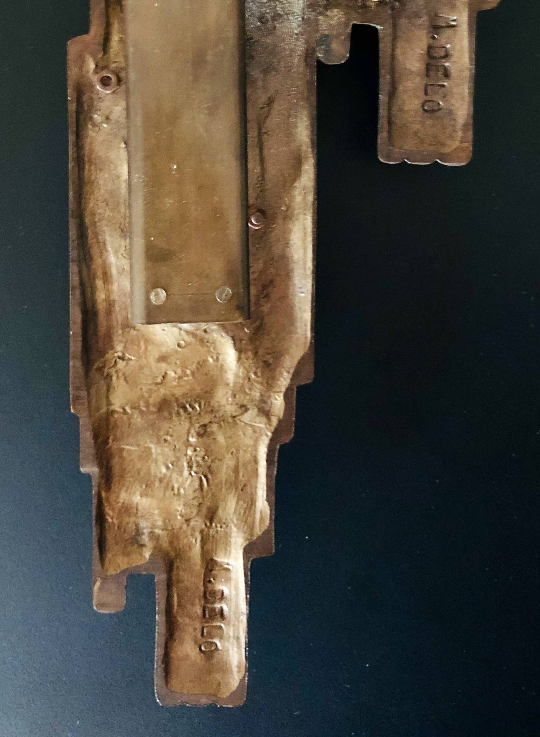Applique brutaliste en bronze par Maxime Delo, Italie années 70