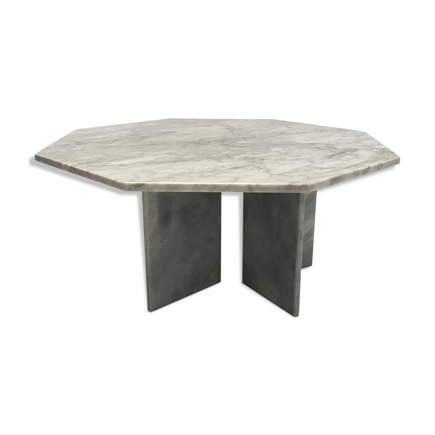 White marble hexagon coffee table, Germany, 1980s