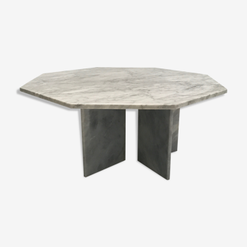 White marble hexagon coffee table, Germany, 1980s