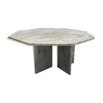 Table basse hexagonale en marbre blanc, 1980